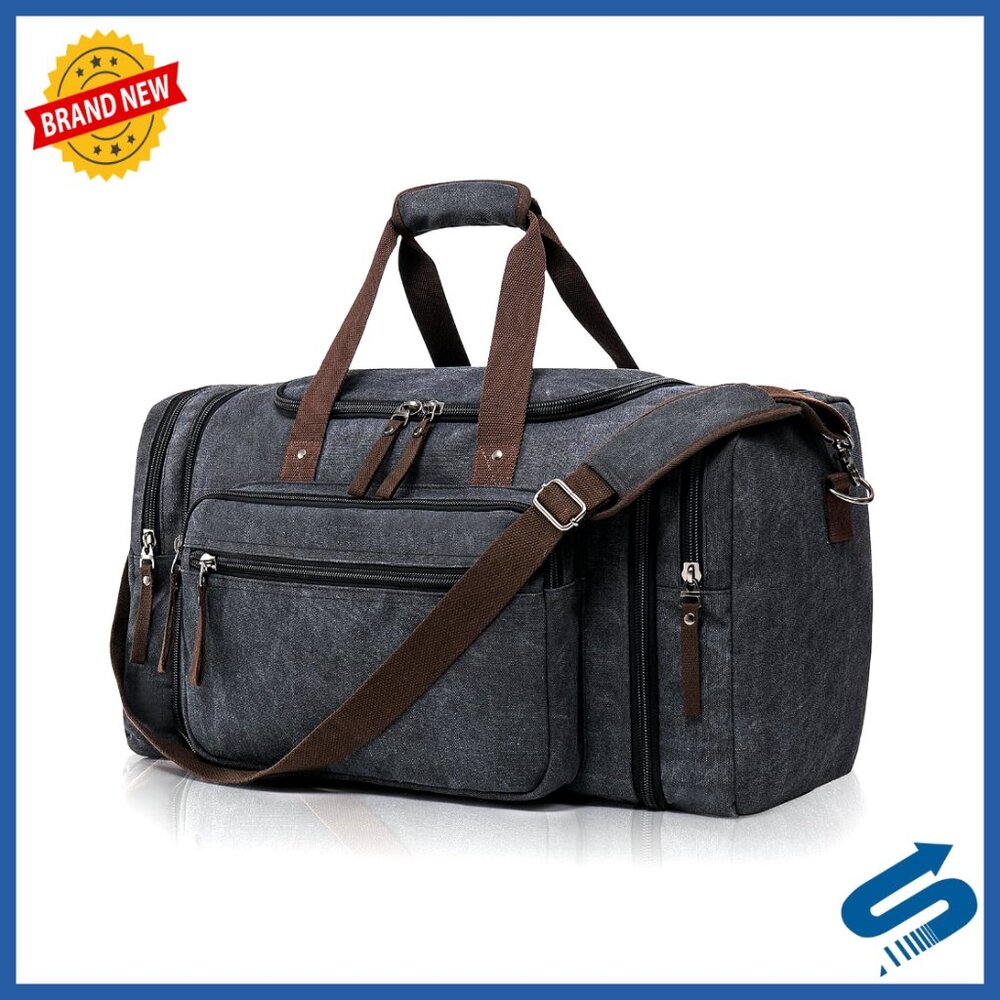 Expandable Canvas Duffle Bag 60l Travel Gym Weekender Carry On